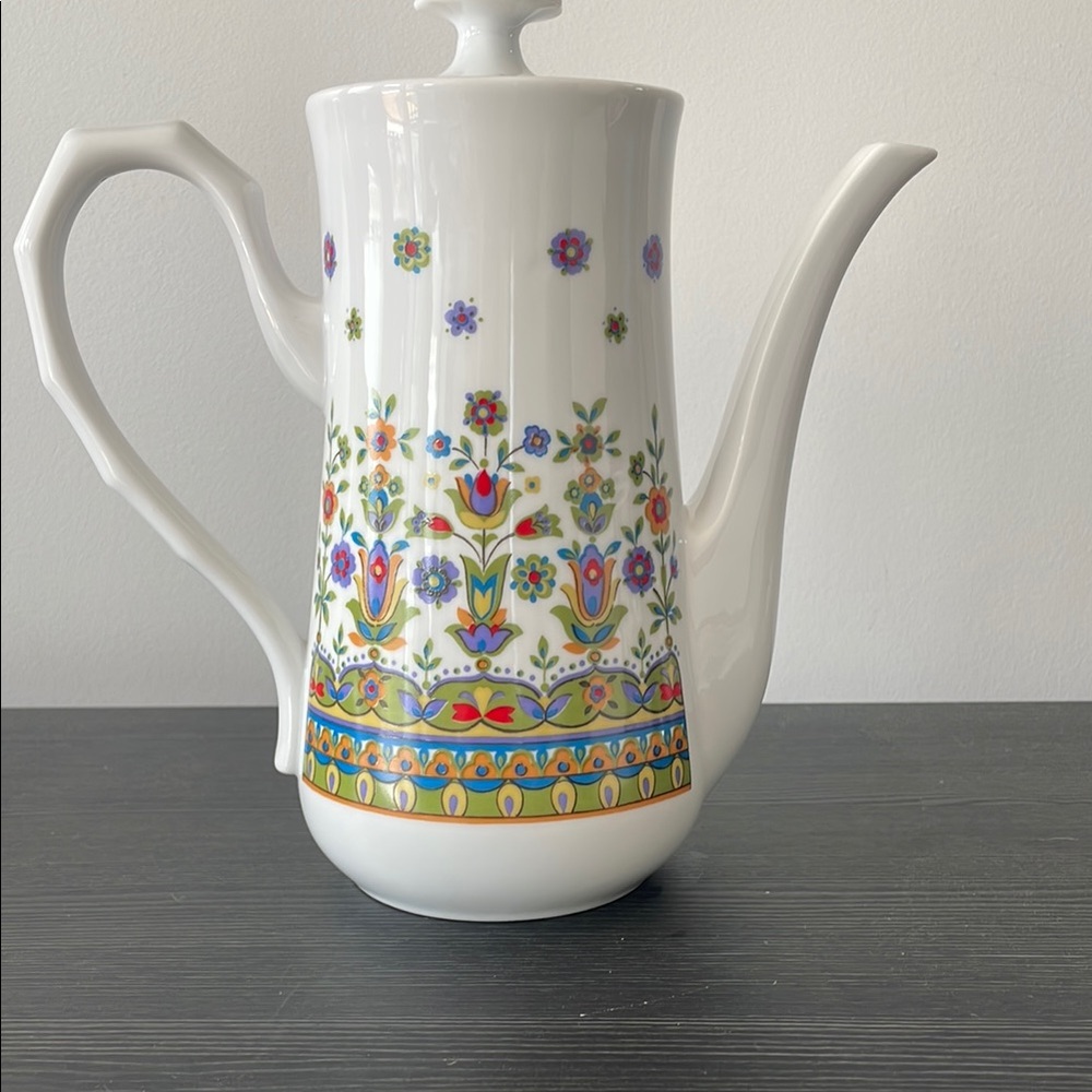 Vintage Sango One World Hellespont Floral Patterned White Coffee Pot